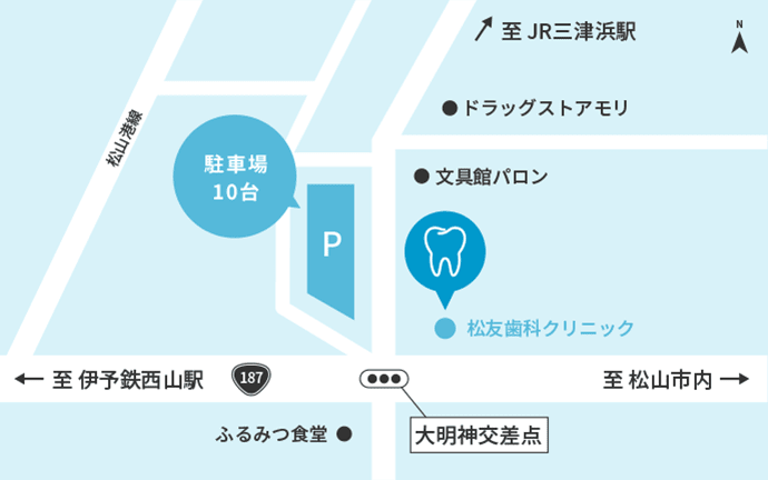 松友歯科地図　駐車場10台