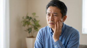 歯や顎に違和感を覚える男性